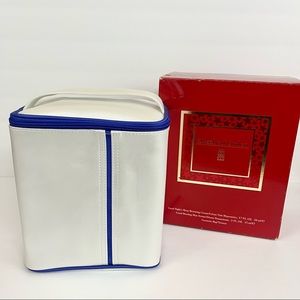 Elizabeth Arden Cosmetic Bag White with Purple Piping and Trim